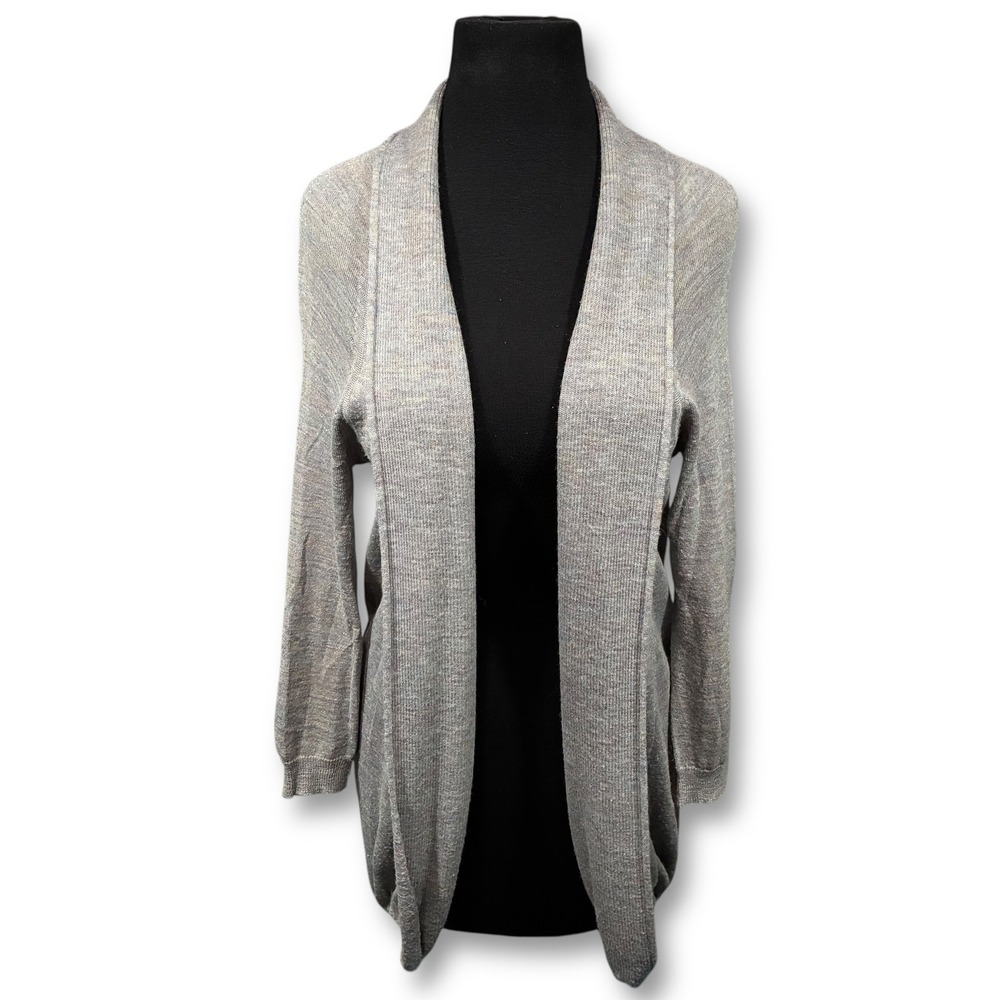 Theory Wool Alpaca‎ Blend Gray Open Front Long Sleeve Cardigan Sweater Women's S
